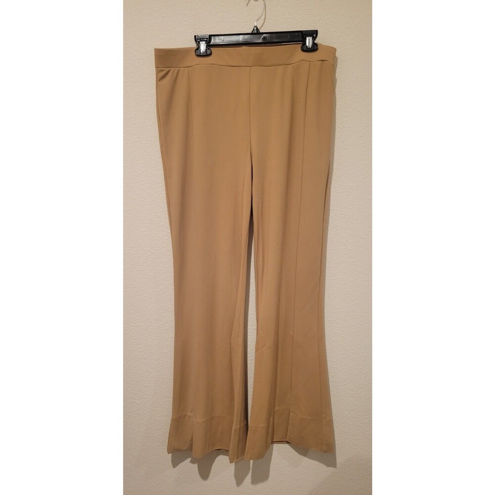 NEW Wynn LAYERS ELASTIC WAIST FLARE PANTS WITH FRONT SLIT HEM Pull On Women XL